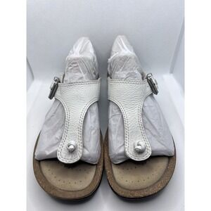 Ecco Women's White Leather Flip Flop Sandals Thong Footbed US 6‑6.5 EU 37